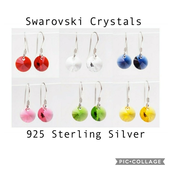 925 Sterling Silver Swarovski Crystal Earrings - Picture 2 of 5